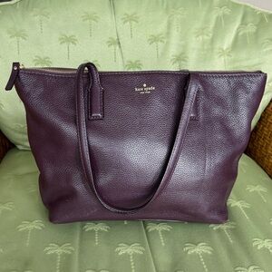 kate spade Pebbled Leather Tote in Plum